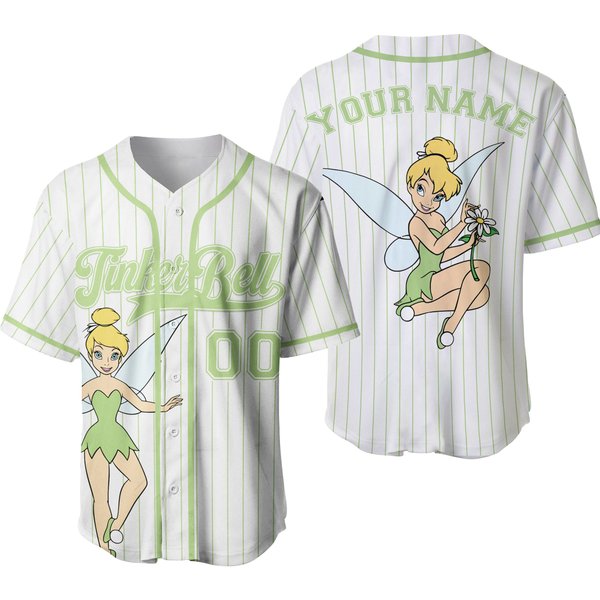 Custom Disneyyy Tinkerr Bells Baseball Jersey, Custom Name Baseball Jersey-image
