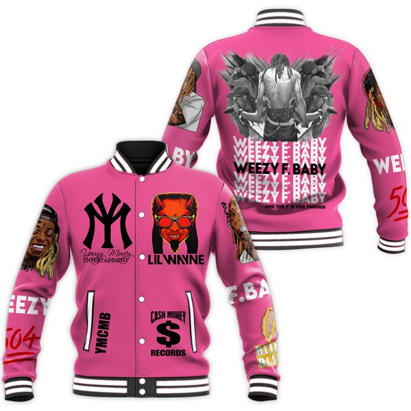 Hot Pink Lil Wayne Cash Money Records Baseball Jacket-image