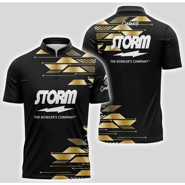 Storm Luxury Strikes Quick Ship Coolwick Sash Zip Bowling Jersey-image