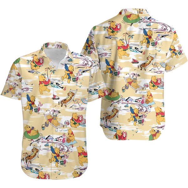Disneyyy Pooh And Friends Hawaiian Shirt, Winniee The Poohh Button Up Shirt, Pooh Hawaiian Shirt-image