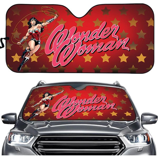 Classic Wonder Woman Comics Red Car Windshield Sun Shade-image
