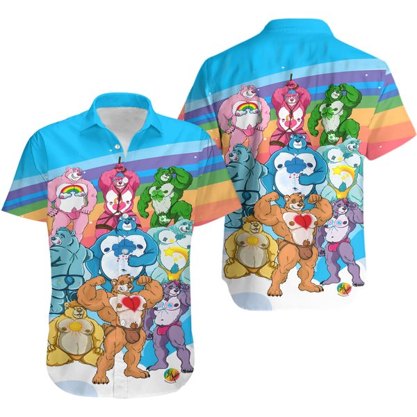 Colorful Rainbow Cute Bear Hawaiian Shirt-image