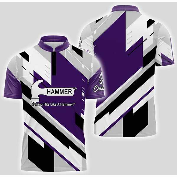 Hammer Mid Lane Quick Ship Coolwick Sash Zip Bowling Jersey-image