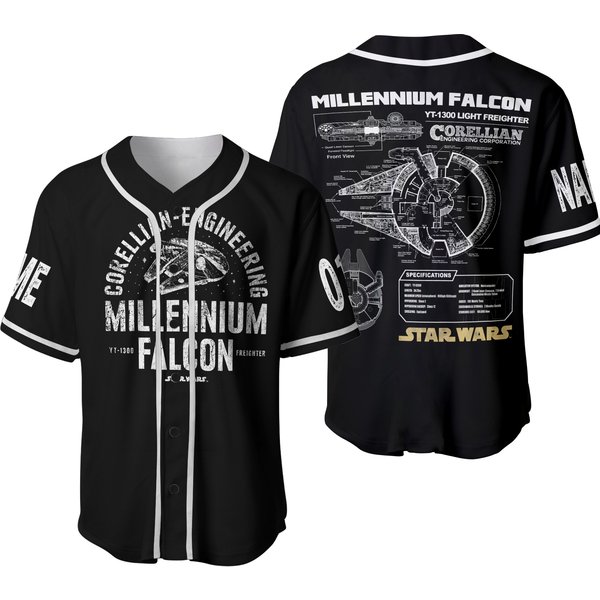Personalized Starr Warss Millennium Falcon Galaxy's Edge Baseball Jersey Shirt-image