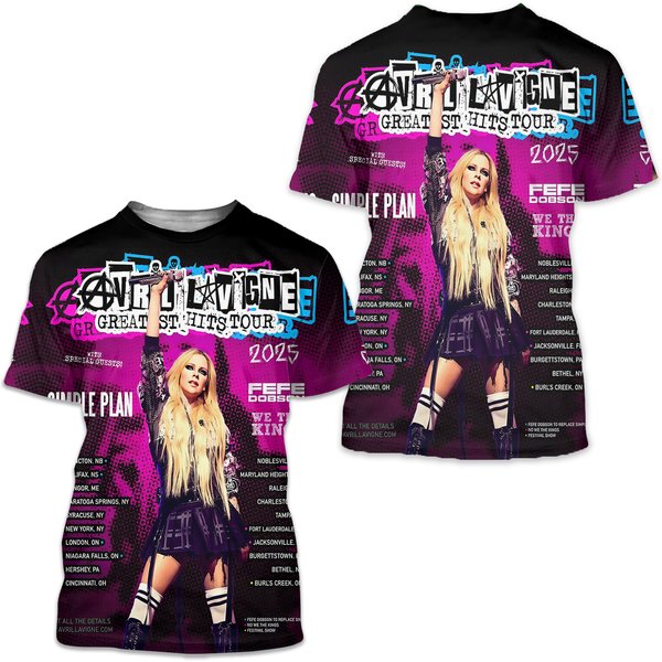 Avril Lavigne Greatest Hits Tour 2025 North America Tour Schedule 3D Shirt-image