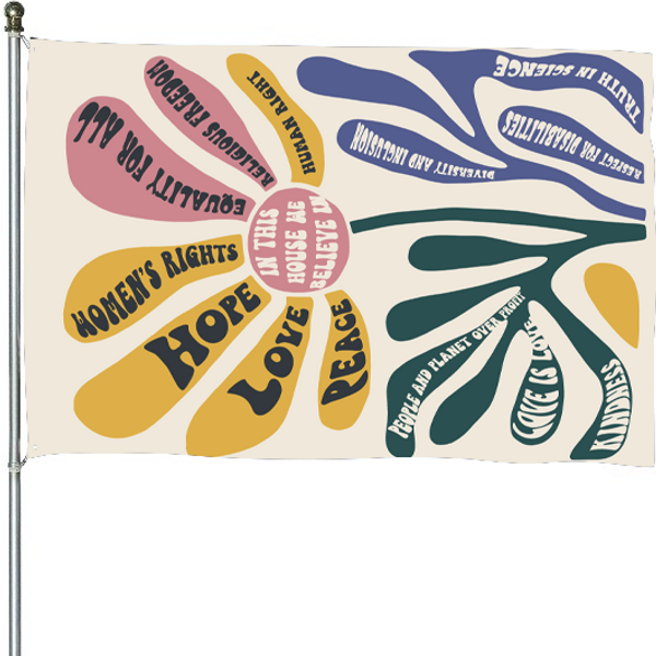 In This House We Believe Peace Kindness Flag, Social Activist Flag-image