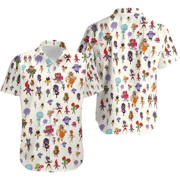 Mucha Lucha Characters Lucha Libre Hawaiian Shirt Casual Button Down Unisex-image