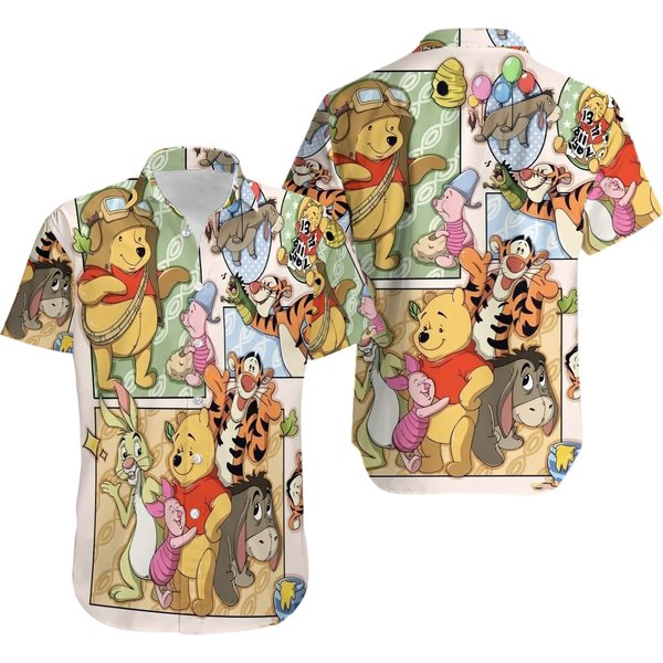 Winniee The Poohh And Friends Hawaiian Shirt, Pooh Button Up Shirt-image