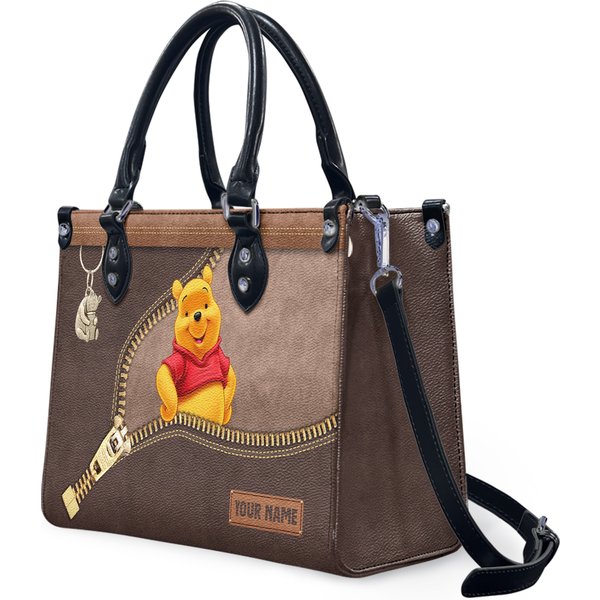 Winniee The Poohh Leather Handbag - Cute Cartoon Shoulder Tote, Personalized Gift-image