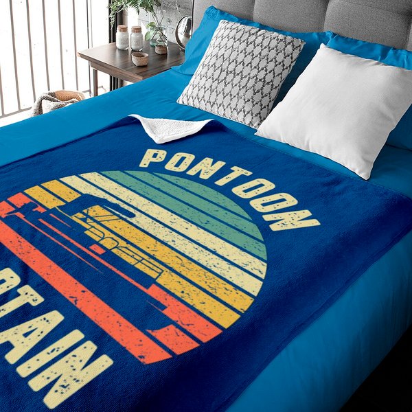 Vintage Pontoon Captain Pontoon Boat Baby Blanket-image