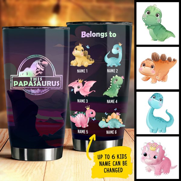This Papasaurus Belongs To These- Personalized Tumbler-image