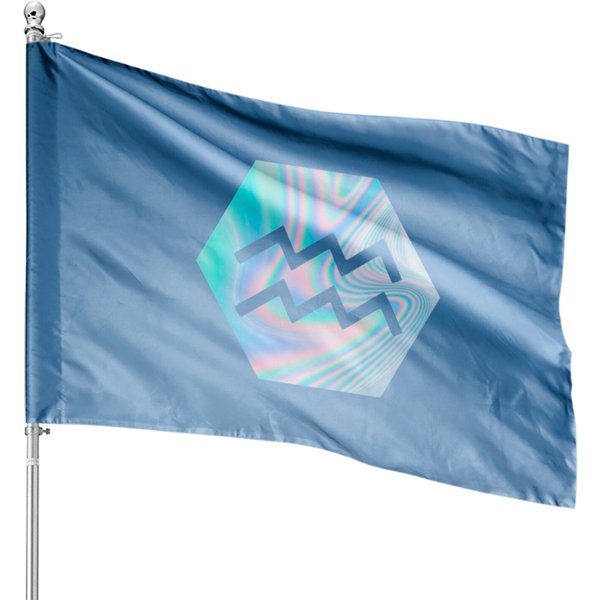 Aquarius Symbol Hologram House Flags-image