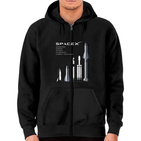 Spacex Rockets - Starship, Falcon Heavy, Falcon 9 Zip Hoodies-image