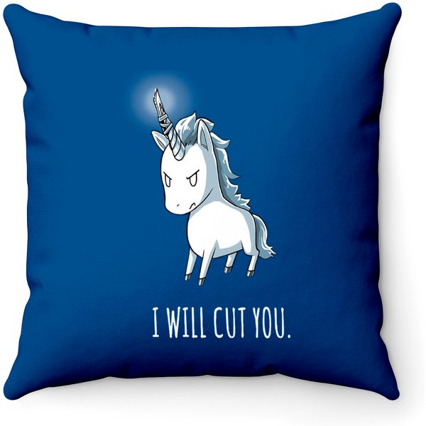 I Will Cut You Unicorn Throw Pillow ,Stabby The Unicorn | Funny ,Gift Idea Classic Throw Pillows-image