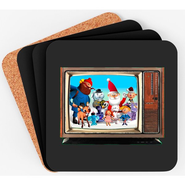 Rudolph Gang On A Vintage Tv - Rudolph The Red Nosed Reindeer - Coasters-image