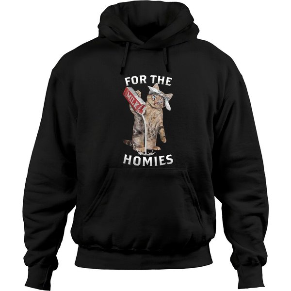 Funny Cat Drop Milk For The Homies - Cat - Hoodies-image
