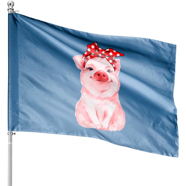 Red Bandana Pig House Flags-image