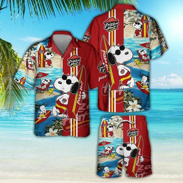 Pizza Hut Food Beach Hawaiian Shirts-image