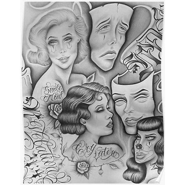Chicano Chola Smile Now Cry Later Premium Matte Vertical Poster-image