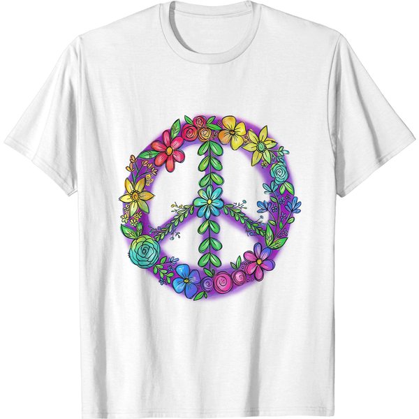 Floral Peace Sign Shirt - World Peace Design-image