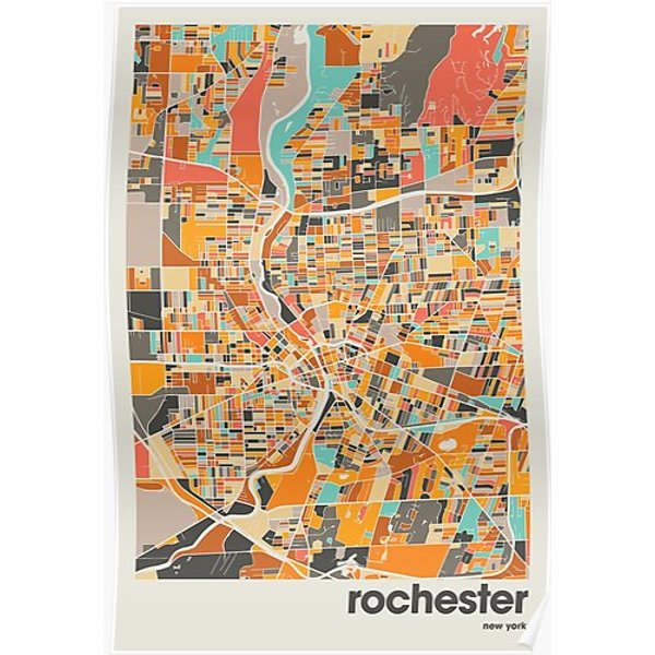 Rochester New York Map Print, Colorful Map Premium Matte Vertical Posters-image