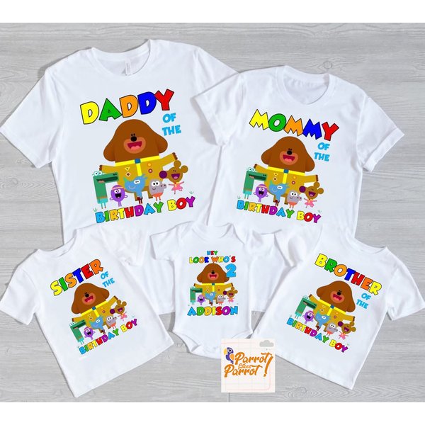 Customized Hey Duggee Birthday Family Trip Vacation T-Shirt, Custom Family Birthday Theme Shirt-image