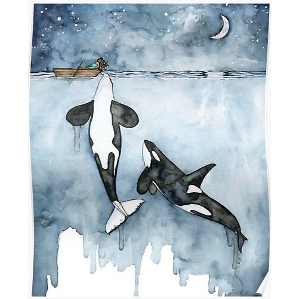 Orca And Girl Killer Whale Premium Matte Vertical Poster-image