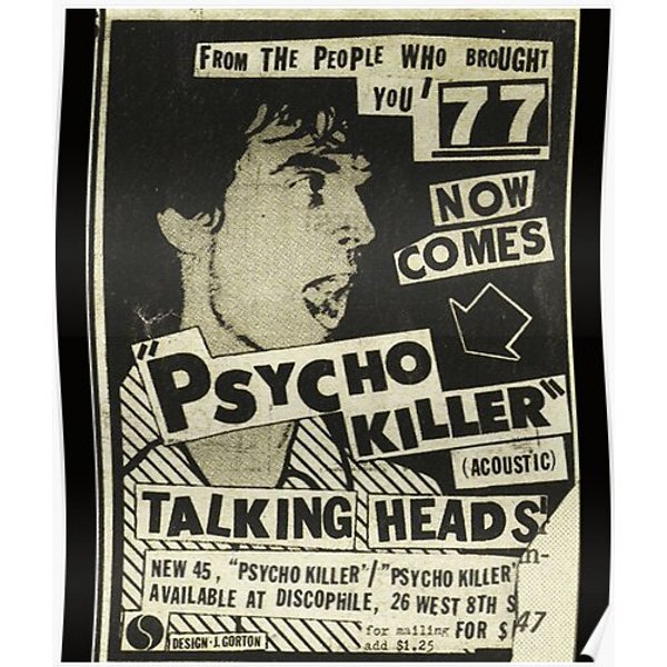 Psycho Killer - Talking Heads Post-Punk Concert Poster 1977 Classic . Premium Matte Vertical Poster-image