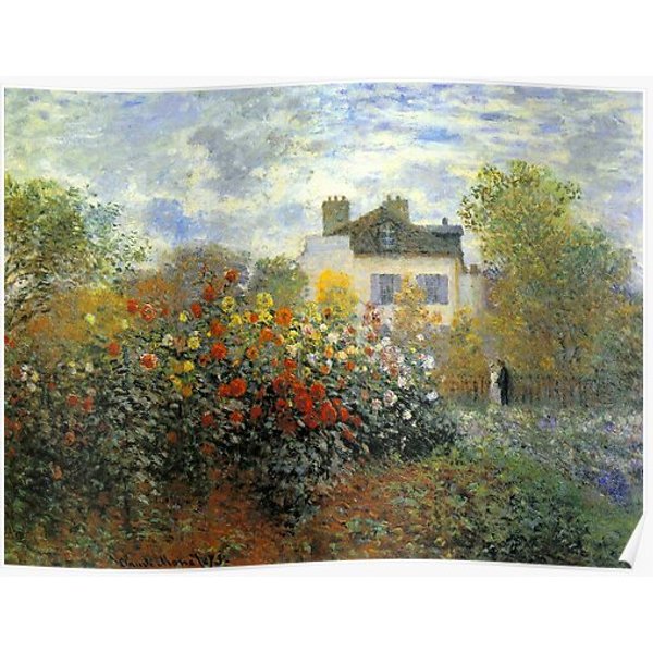 Claude Monet - The Garden At Argenteuil - Aka The Dahlias Premium Matte Vertical Poster-image