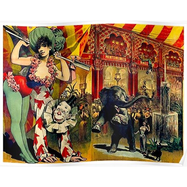 Circus : Vintage 1890 Circus Advertising Print Premium Matte Vertical Poster-image