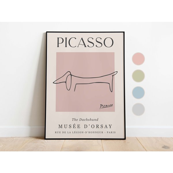 Picasso - Dog, Exhibition Vintage Line Art Poster-image