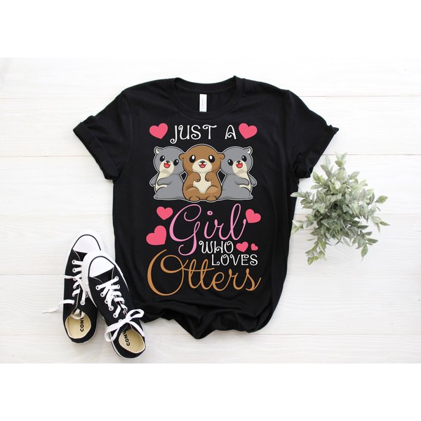Just A Girl Who Loves Otters Cute T-Shirt, Otter Lover Gift,-image