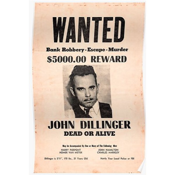 John Dillinger Wanted Poster Premium Matte Vertical Poster-image
