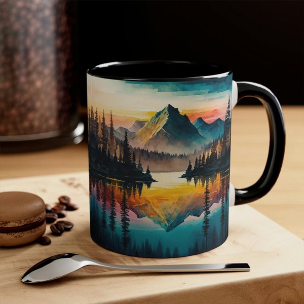 Watercolor Mountain Nature Mug, Landscape Art, Nature Lover Gift, Accent Mug