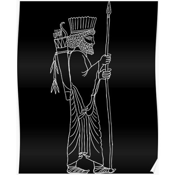Ancient Persian Achaemenid Immortal Soldier (In White) Premium Matte Vertical Poster-image