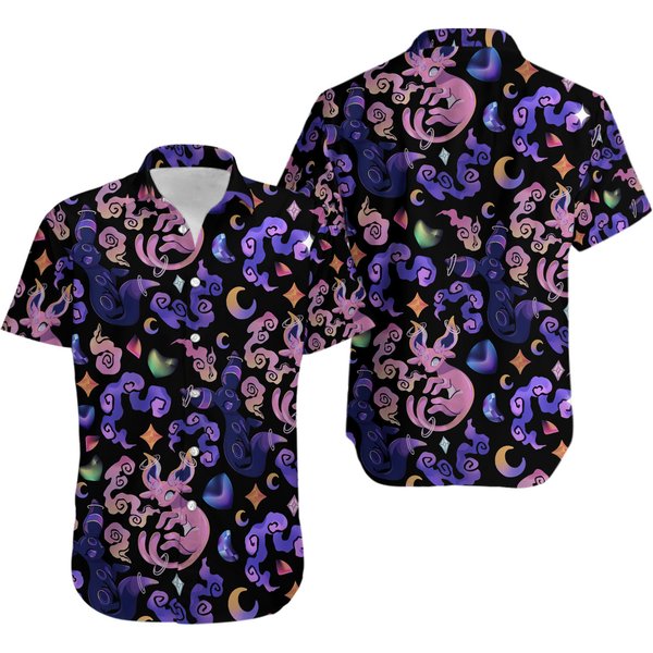 Espeon Umbreon Pkm Hawaiian Shirt, Button Up Shirt-image