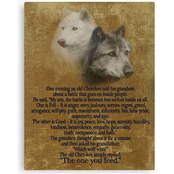 The Two Wolves, Cherokee Proverb Poster Canvas-image