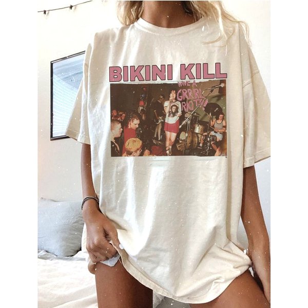 Vintage 90S Bikini Kill Shirt, Bikini Kill Rock Band Shirt,-image