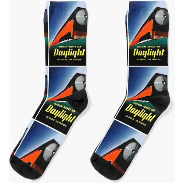 Usa Vintage Railroad Travel Poster Restored Socks-image