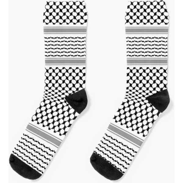 Palestinian Kufiya - Black Upper Stripes Pattern Socks-image
