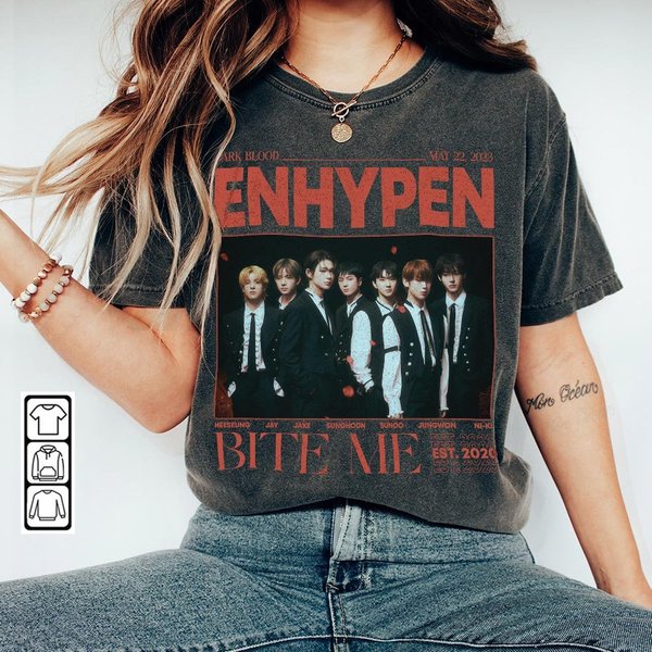 Enhypen Kpop Shirt, Dark Blood Album Tee, Enhypen Tee-image