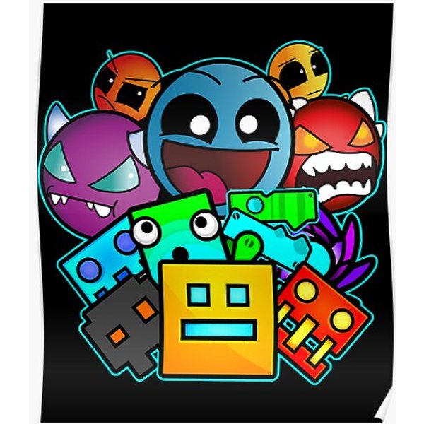 Geometry Dash Old School Gaming Premium Matte Vertical Poster-image