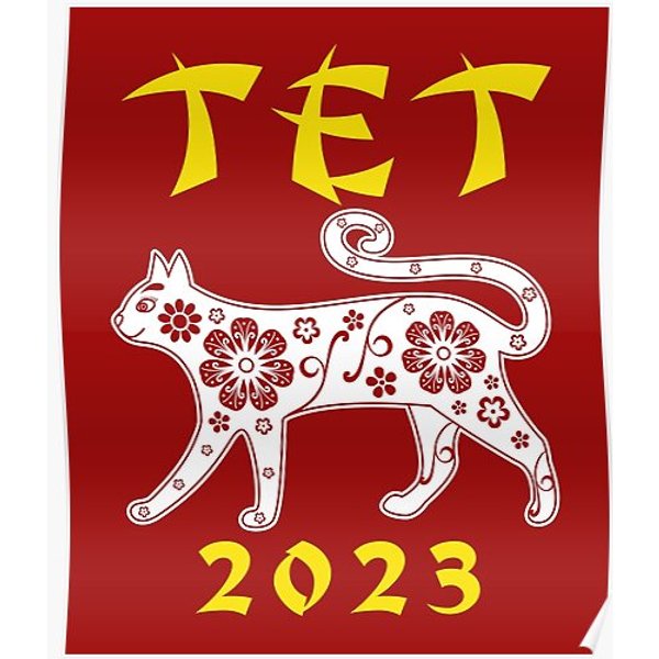 Tet 2023 Year Of The Cat Vietnamese Lunar New Year Premium Matte Vertical Poster-image