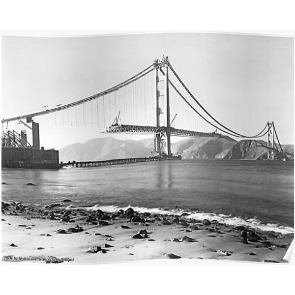Golden Gate Bridge Under Construction, San Francisco Bay, Famous Bridges, Premium Matte Vertical Poster-image