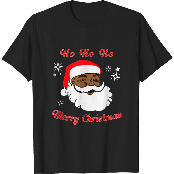 Merry Christmas African American Black Santa Claus T-Shirt-image