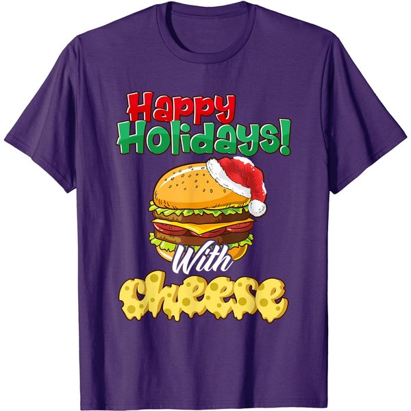 Happy Holidays With Cheese Shirt Christmas Cheeseburger T-Shirt-image