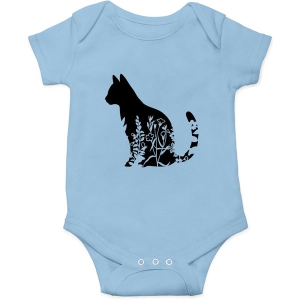 Cat Onesie, Cat Onesie, Floral Cat Onesie, Cat Lover Onesie-image