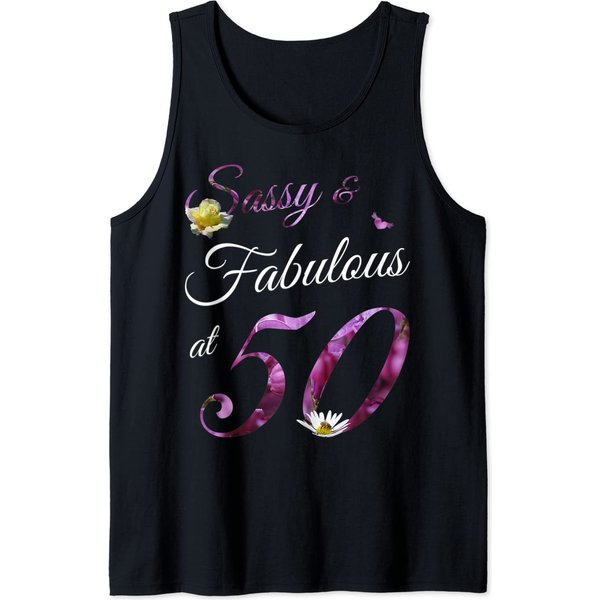 50 Year Old Sassy & Fabulous Floral 1971 50Th Birthday Gift Tank Top-image