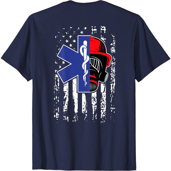 Emt Firefighter Paramedic Firefighter Gift Ems Back Print T-Shirt-image