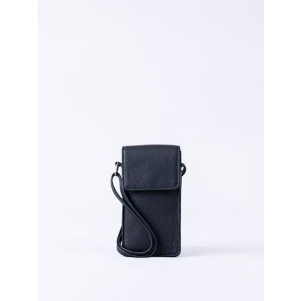 Bowness Leather Cross Body Phone Pouch in Navy